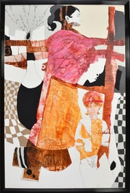 J. Durand, Large Abstract Figures, oil on Masonite. 46 x 36 inches