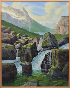 Large oil on canvas Landscape by Thomas L. Brown. canvas size is 50 x 39 inches