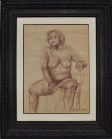 2 pieces-Julio Girona (1914 - 2002) was active/lived in New York / Cuba. charcoal drawings nude