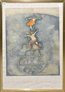 Graciela Rodo Boulanger (Bolivian, b. 1935) Hop Scotch color etching numbered edition signed (lower: Graciela Rodo Boulanger (Bolivian, b. 1935) Hop Scotch color etching numbered edition signed (lower right), 26 x 18 3/4 inches. Overall framed size 34-3/4 x 22-3/4 inches