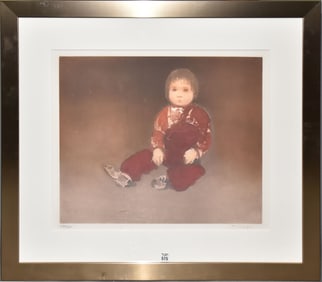 Kaiko Moti (India, 1921-1989) Lithograph, Child, overall framed size 32-1/2 x 36-1/2 inches.