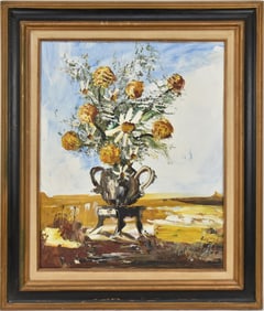 Morris Katz 1932-2010, Still life Flowers, 24 x 20 inches, overall framed size 32 x 28 inches.