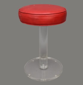 Modern Lucite Stool with red seat.