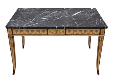 French Marble Top and Painted Side Table Early 19th C.