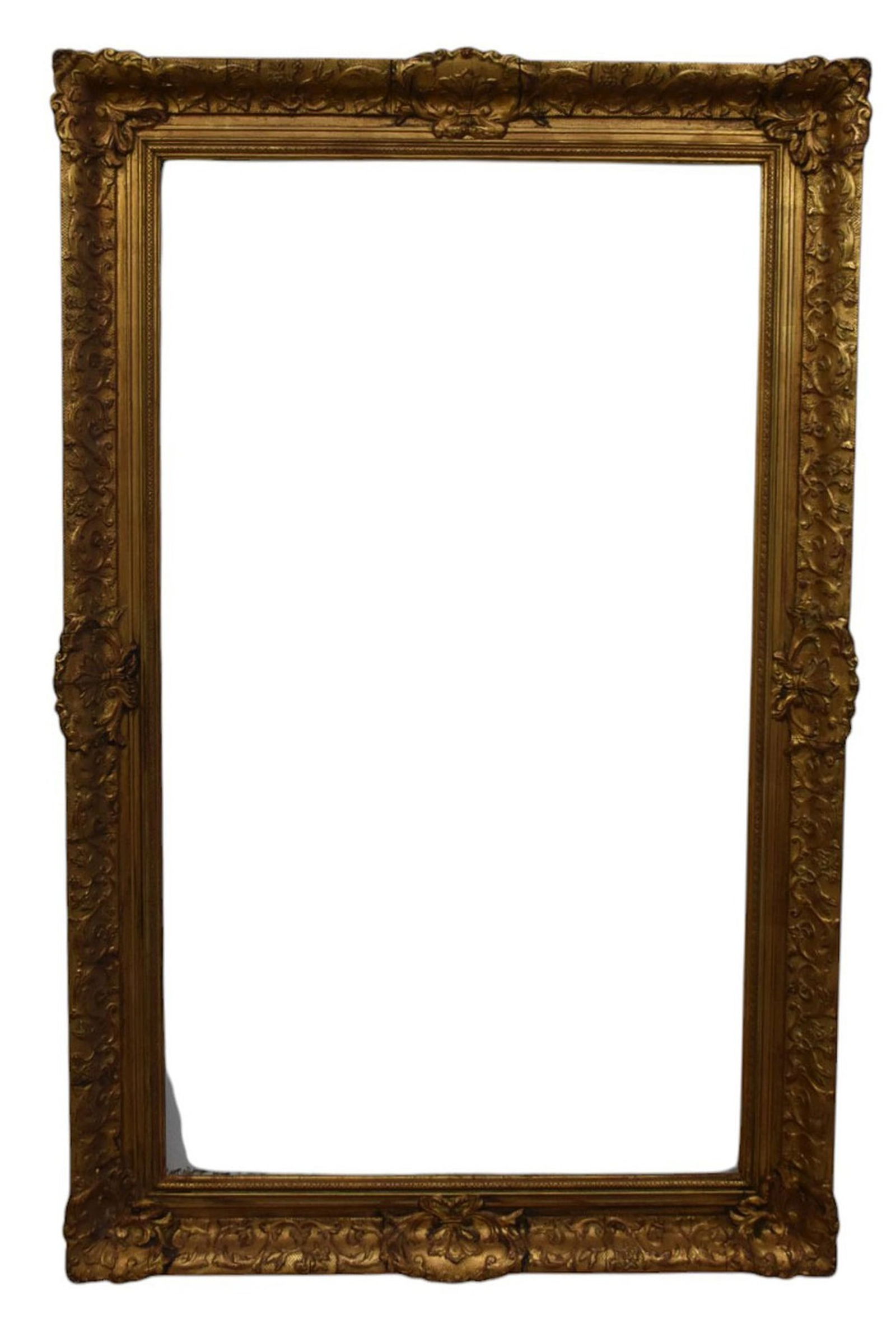 Gilt large Belgian antique frame overall size 56 1/2 x 36 1/2 inches opening 48 x 28 inches (1 of 6)