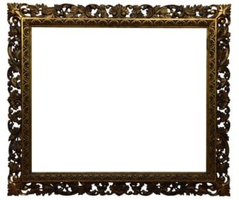 Gilded and carved leaf design wood frame overall size 53 1/2 x 46