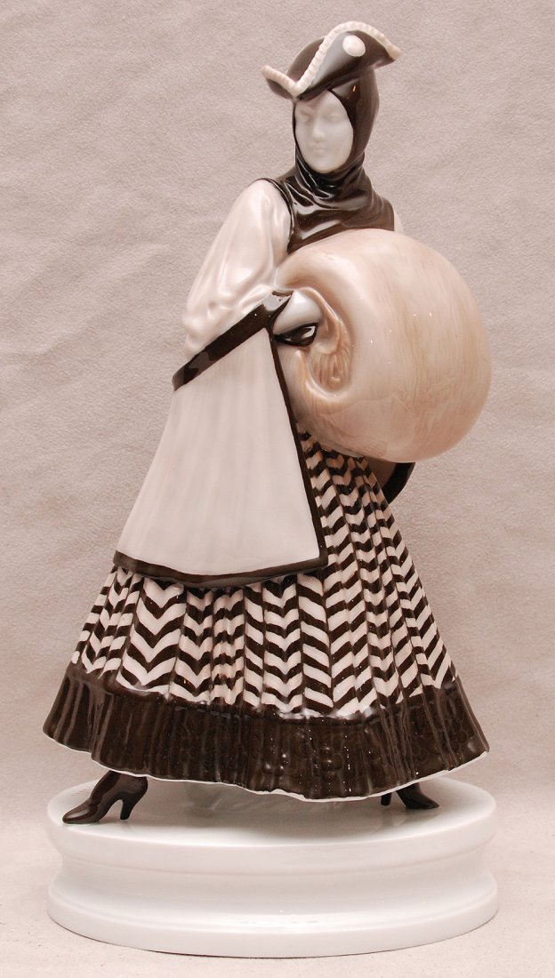 Rosenthal porcelain girl with muff: Rosenthal porcelain girl with muff, 12"h