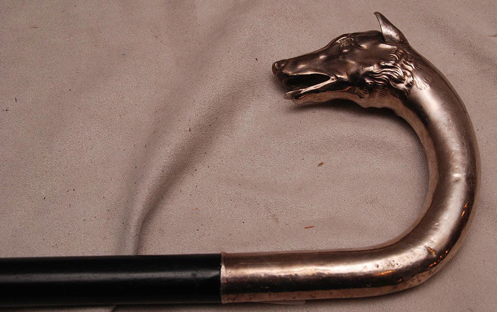 Cane with silver plated dog/wolf head handle Feb 12, 2013 Bill Hood