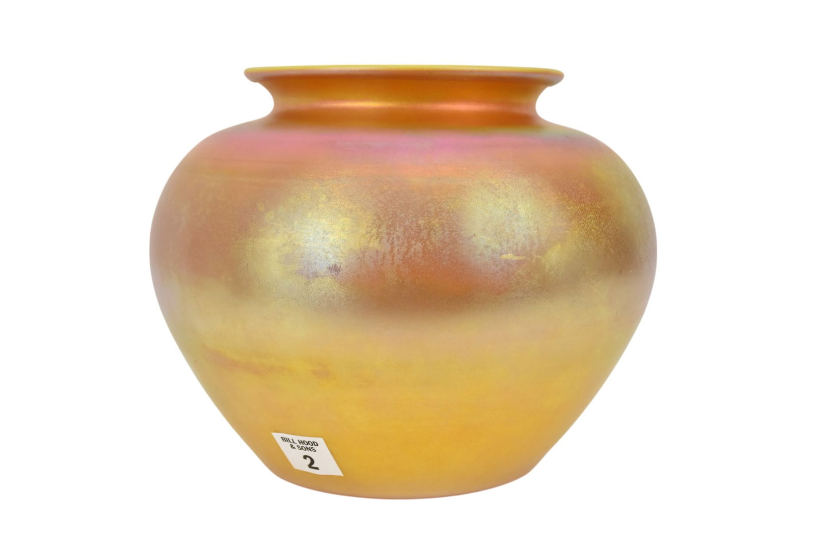 Antique Quezal, Gold Aurene Art Glass Vase, 8"h x 5 5/8" w opening, Fine Condition (1 of 10)