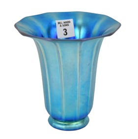 Antique Steuben Vase, Blue Aurene, 5 1/2"h x 5 1/2"w, Fine Condition