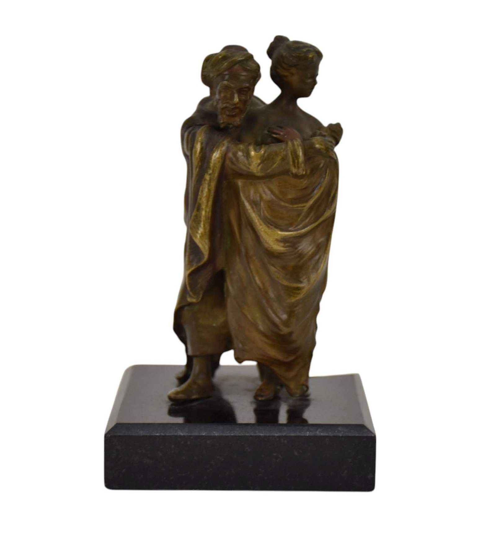 Franz Bermann Austrian Bronze Erotic / Naughty Sculpture, Male Embracing Female with Hinged Robe,: Franz Bermann Austrian Bronze Erotic / Naughty Sculpture, Male Embracing Female with Hinged Robe, Revealing Female Nude, 5 1/2"h x 3"w, Fine Condition