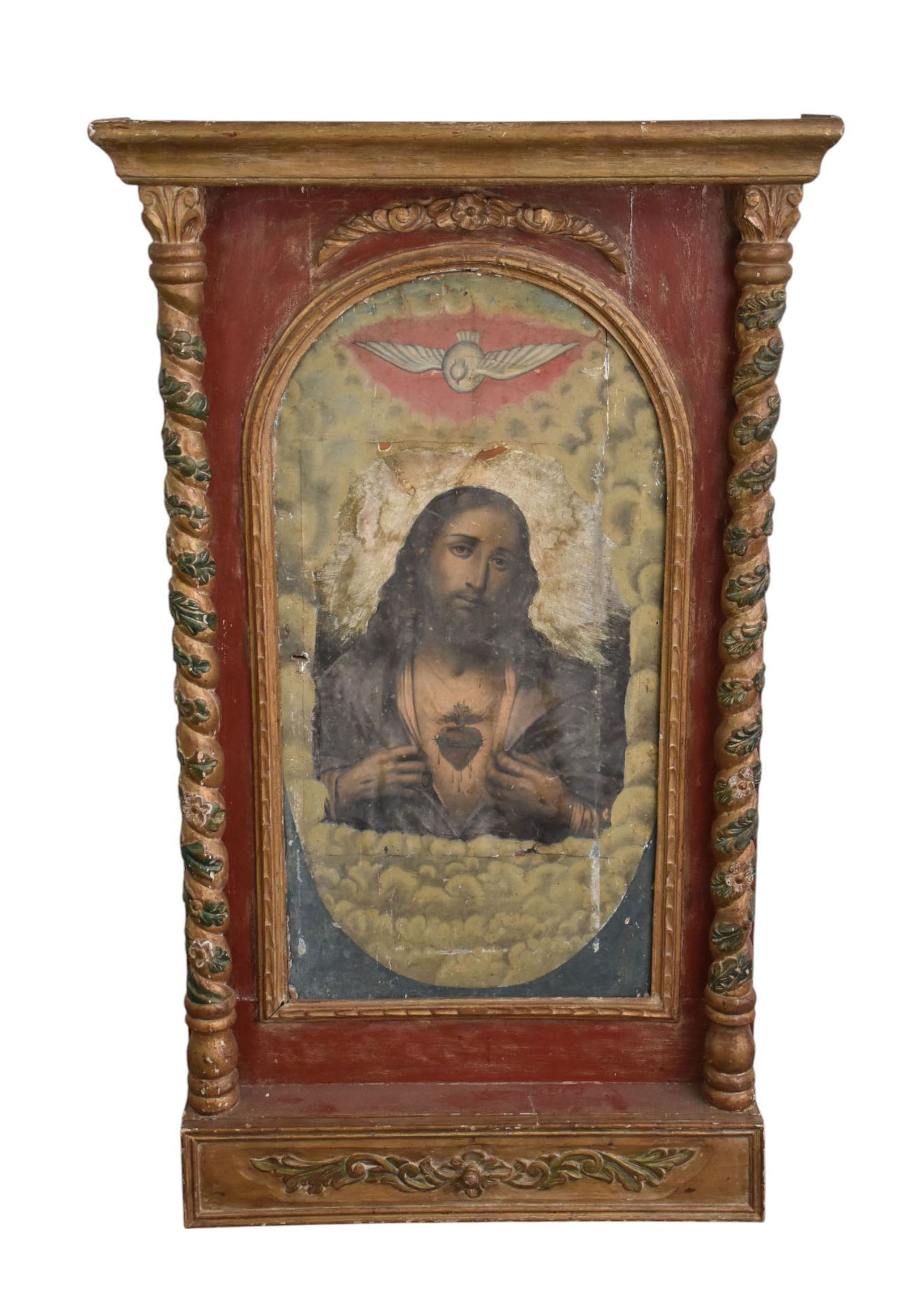 Sacred Heart of Christ Religious Reliquary Altar Piece, C. 19th Century - Continental. C. 19th (1 of 6)