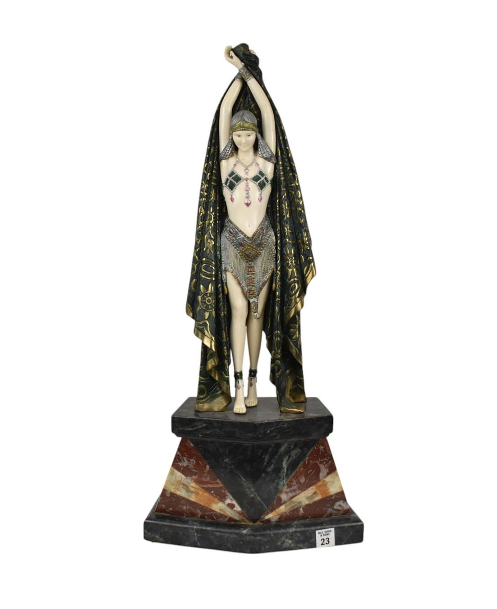 After Demetre Chiparus 'Antina" Cold painted Bronze Sculpture on Marble base 25.5" high x 11.5" wide (1 of 9)