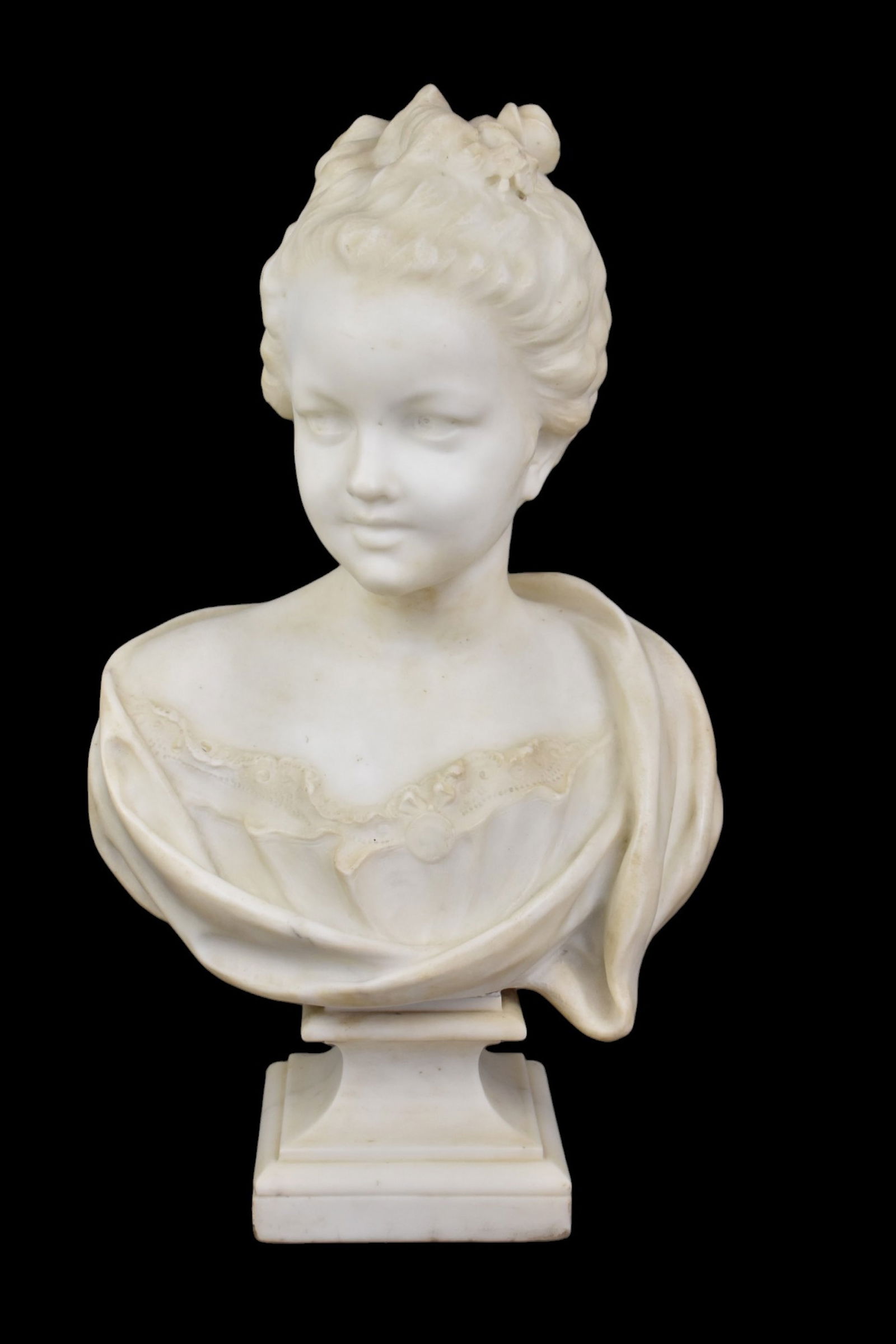 Marble Bust of a young woman artist signed Girromella, 23 tall by 14 wide (1 of 7)