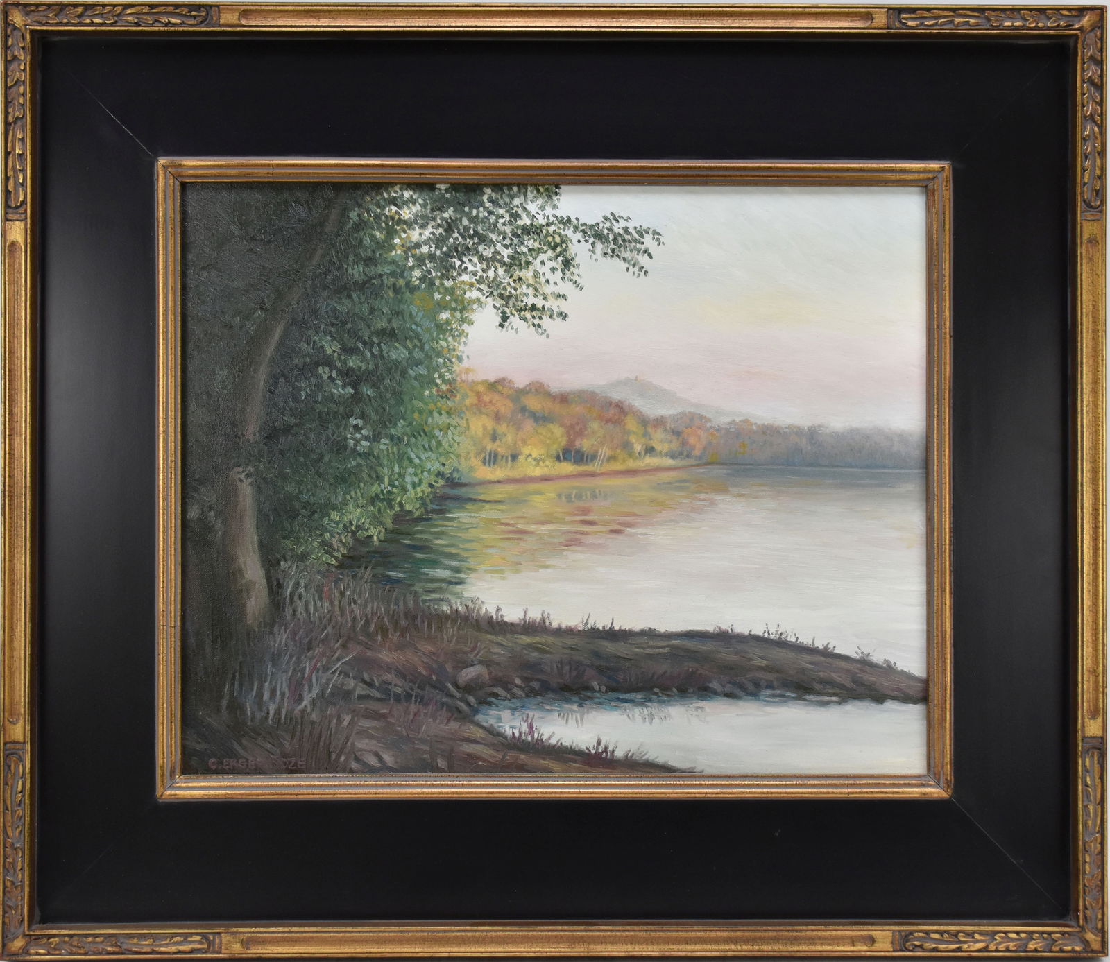 Christina Ergemlidze Sunrise over the Delaware river. 20th Century Bucks County Artist,  Oil on (1 of 6)