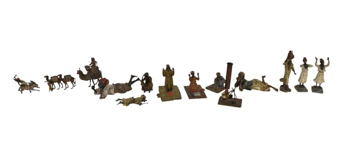 14 Antique Austrian Bronzes, Cold Painted, One Signed Geschutzt, One Bergman, Most not Signed