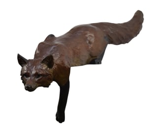David H Turner Bronze Sculpture "Stalking Fox" 65/150, 5"h x 11"L Sits on Shelf,