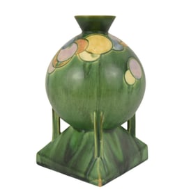 Vintage Roseville Balloon Futura Green Vase, 1928, 8 1/2"h x 6" at widest