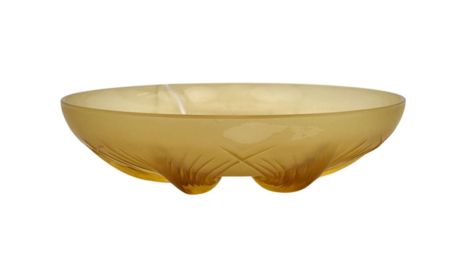 Veryls amber colored Art glass bowl 1930's 3" high x 11.5" dia (1 of 5)