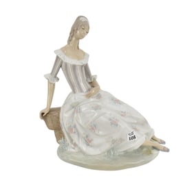 Lladro Seated Female, 15"h x 11"d