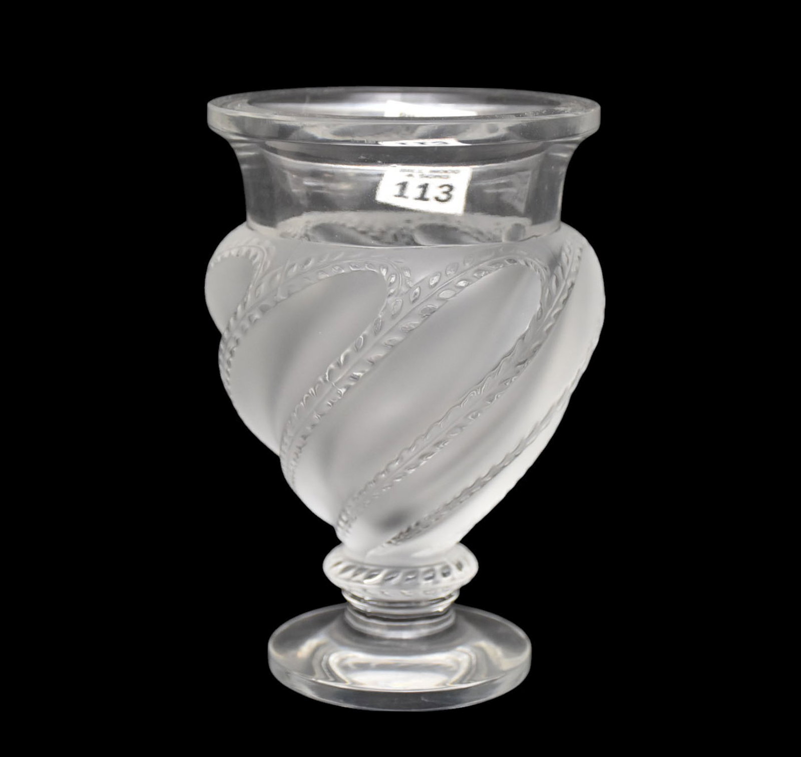 Lalique Crystal Glass Vase, "Ermenonville", 6"h x 4"w: Lalique Crystal Glass Vase, "Ermenonville", 6"h x 4"w
