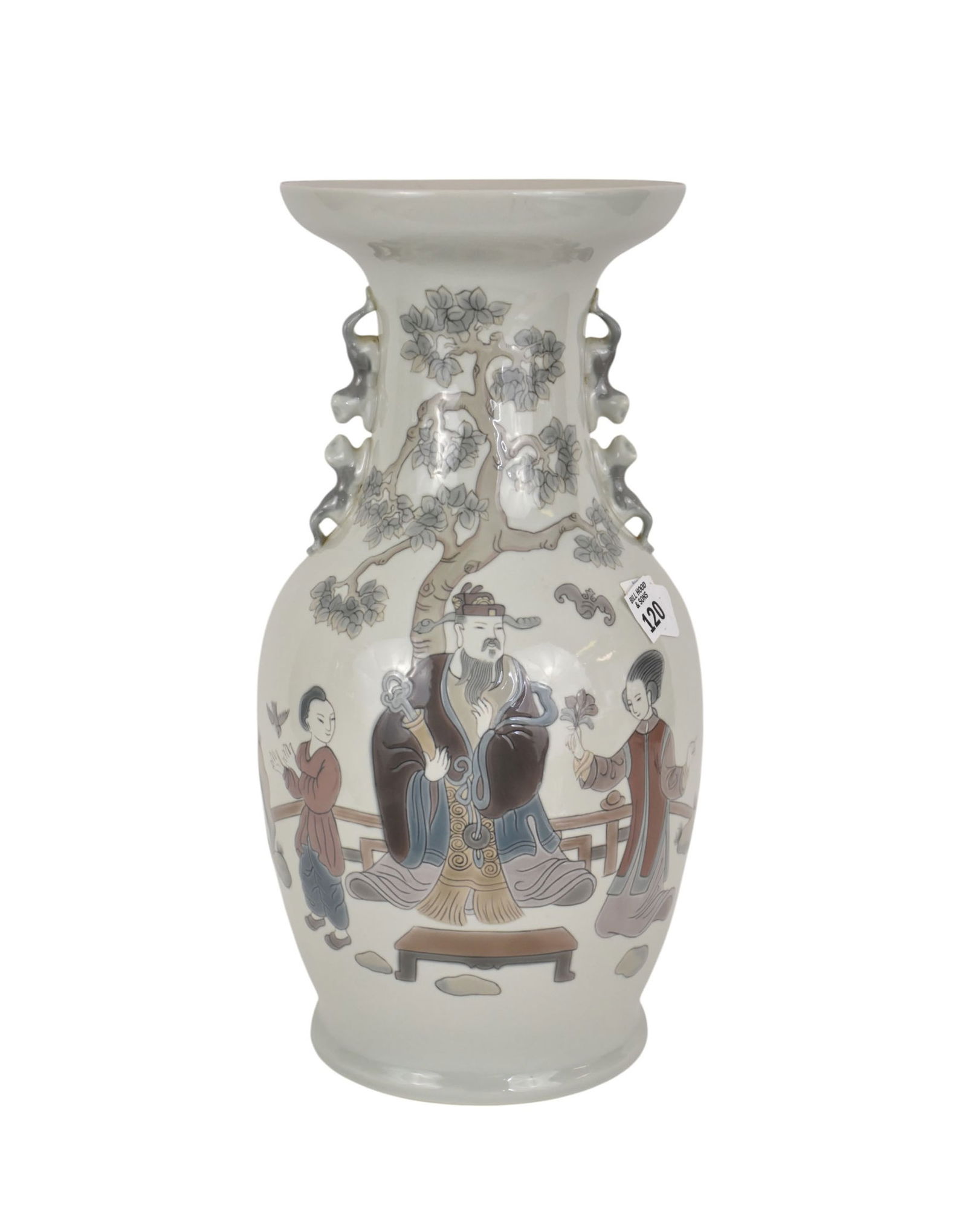 Large Lladro Porcelain Vase, Oriental Motif, 16"h x 7"dia (1 of 5)