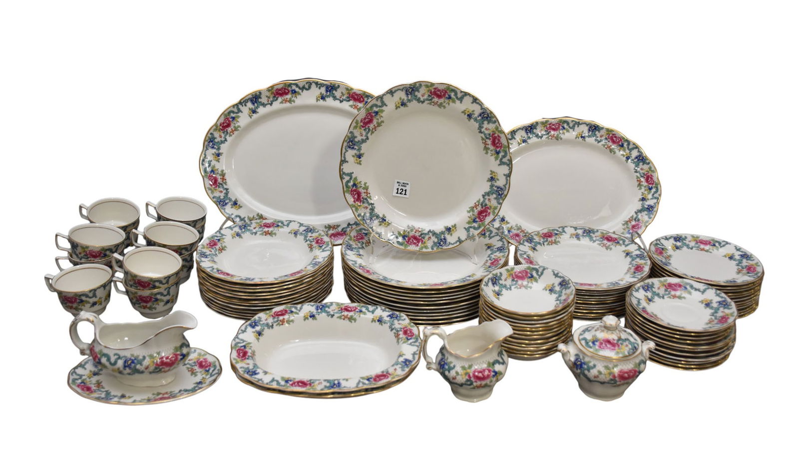 Royal Doulton China Set, "The Majestic Collection,  Floradora Pattern, incl; 12 Dinner Plates, 12 (1 of 5)