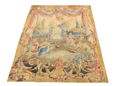 A LOUIS XV AUBUSSON PASTORAL TAPESTRY