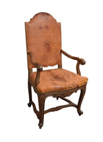 English Regency Style Library Chair, Brass Nail Heads Around (needs