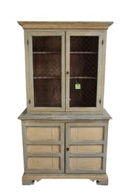 2pc. Country French 19th C. Painted Cabinet with 2 Doors Over Drawers & Doors, Purchased in Lyon,