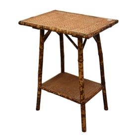 Bamboo Side Table with Lower Shelf, 26"h x 19 1/2"w x