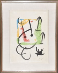 Joan Miro (Spain, 1893-1983) Unique Original brush and ink with color lithograph on Japan paper