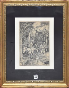 After Albrecht Durer, Wood Block Print, Holy family- flight into Egypt, sheet size 11-3/4 inches x