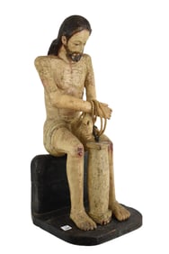 Antique Cuban Passion of Christ Statue, Polychrome Wood - Cuban. C. Late 19th-20th century with