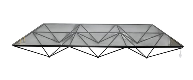 Large 'Alanda' Coffee Table, Paolo Piva, C. 1970s - A large and low coffee table of steel and glass.