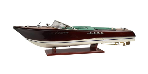 Riva Aquarama Speedboat Model, Wood Stand, 9"h x 32"L (needs repairs)