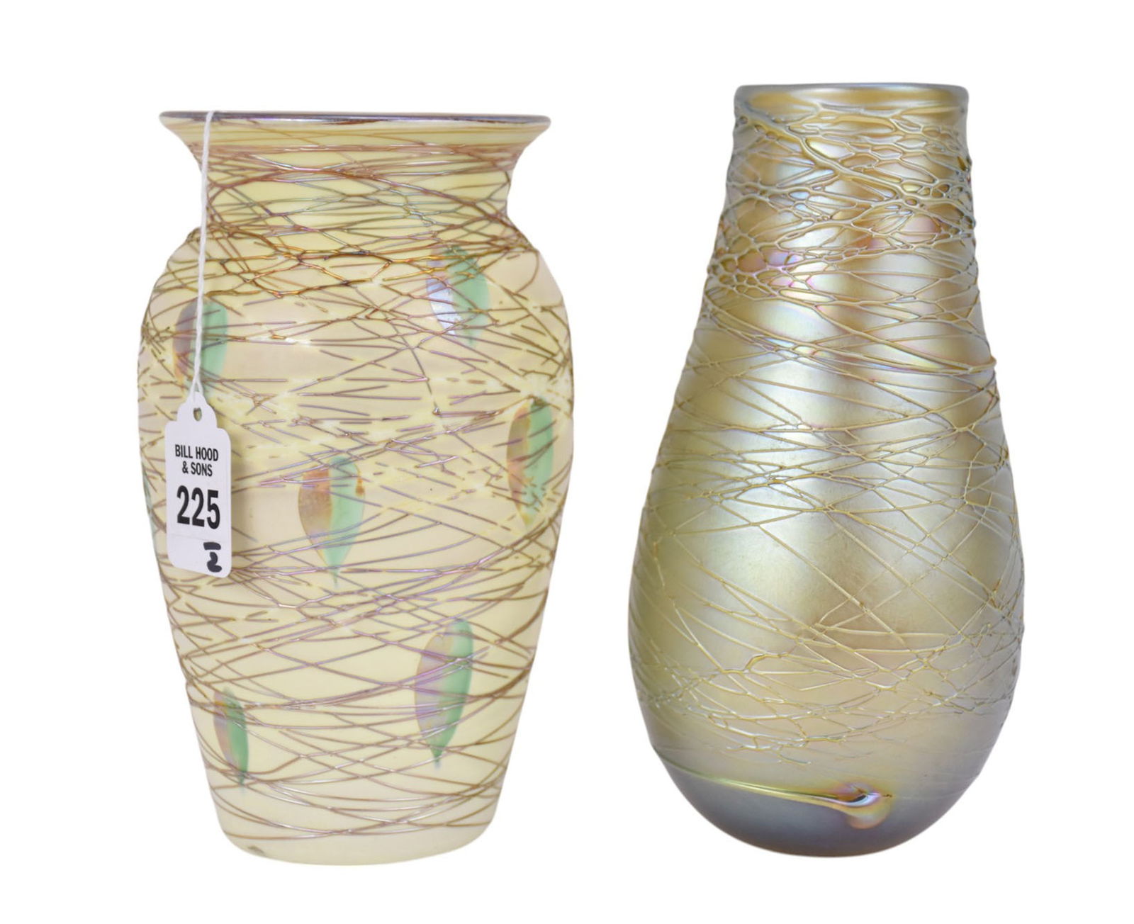 Two Durand Art Glass Threaded Vases - Two art glass vases with iridescence and threading motifs. (1 of 8)
