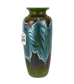 Orient & Flume Pulled Feather Vase, Iridescent Art Glass - Art glass vase by Orient & Flume,