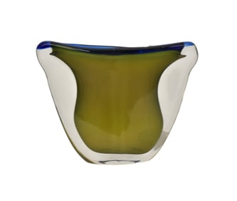 Floris Meydan, Leerdam Unica Art Glass Vase, C. 1950s - Art glass vase with wide and narrow opening,