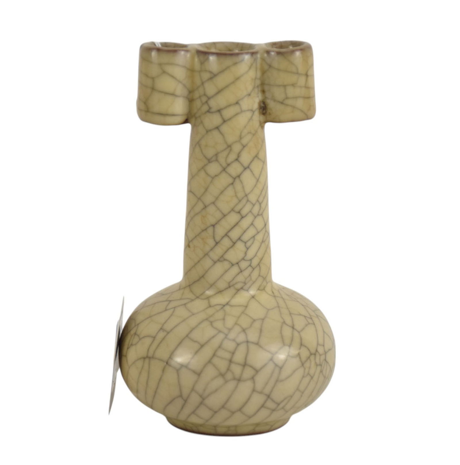 A Chinese Ge-Type Arrow-Head Vase - A small arrow vase, of dark stoneware with a globular body, (1 of 6)