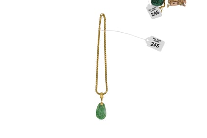 14K Yellow Gold Necklace Jade Pendant. Necklace is 22.3 grams 16"  Jade Pendant 2.5" x 1" wt. 12.7