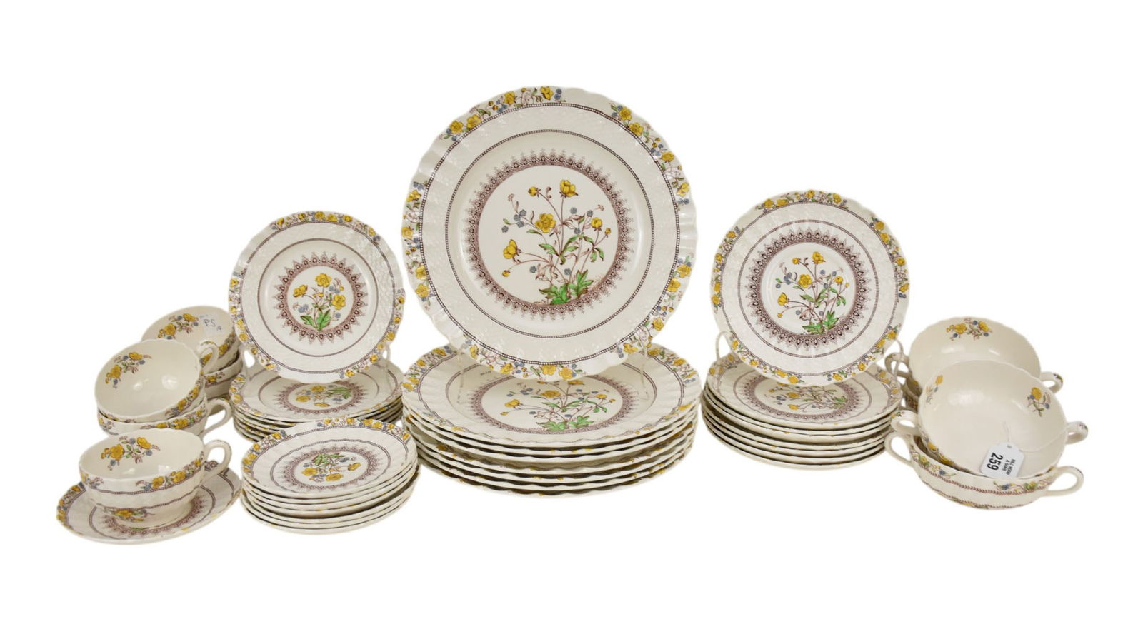 Copeland Spode China Service, Buttercup, 8 Dinner Plates, 8 Dessert/Salad, 3 Cream Soups with 8 (1 of 6)