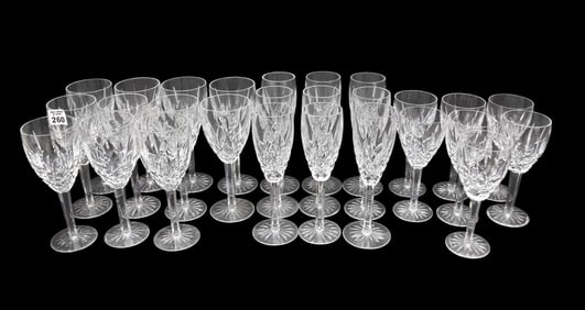 27 Waterford Crystal Araglin Assorted Stemware, 9"h tallest