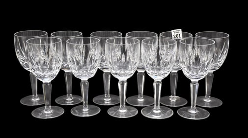 11 Waterford Kildare Crystal Water Goblets, 7"h