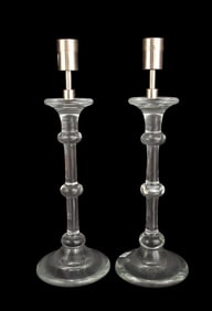 Glass Pillar Candle Holders, Can be Converted to Lamps, 22"h