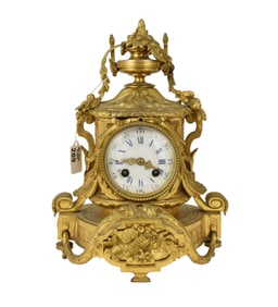 Napoleon III Gilt Bronze Clock, Victor Fleury, 19th Cen. - French, c. third-quarter of the 19th