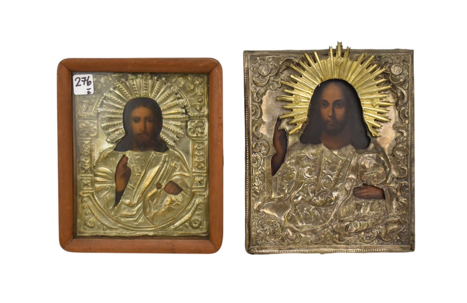 Two Christ Pantocrator Russian Orthodox Icons - Two antique Russian Orthodox icons. Both featuring a (1 of 6)