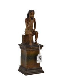 Christ Seated on a Stone Wood Sculpture, Central America - C. 19th/20th century. Central America. A