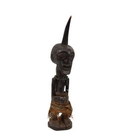 Songye Nkisi Power Figure, Animal Horn, Congo - Africa, Democratic Republic of Congo. Wood, horn,
