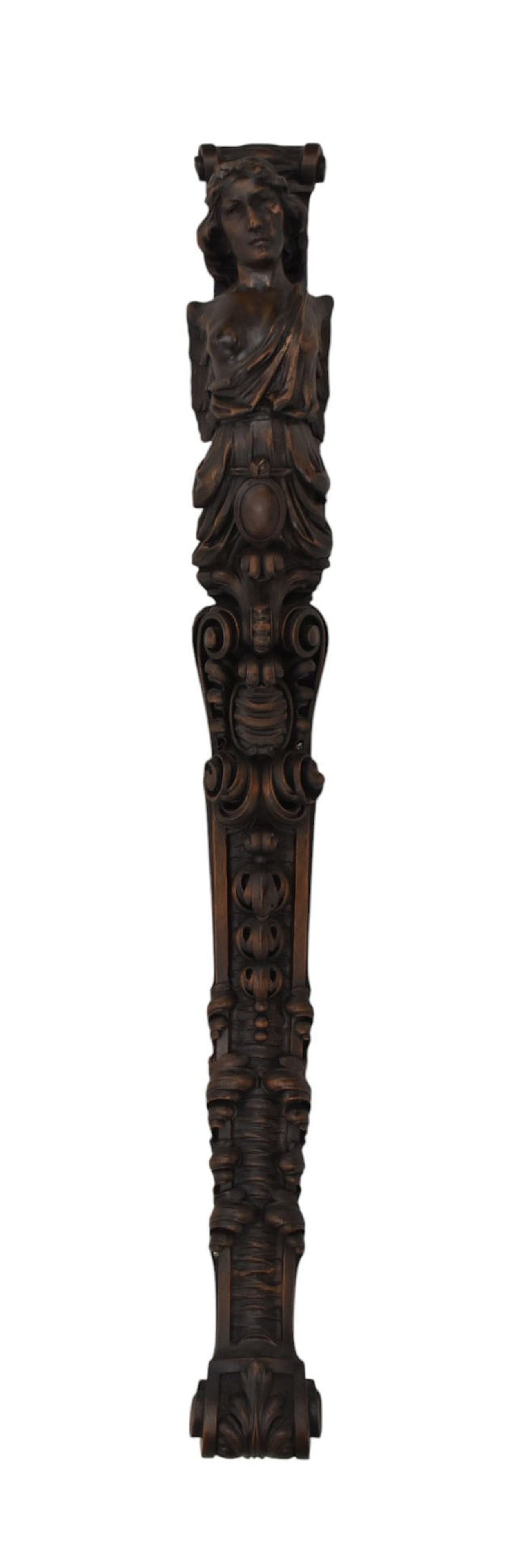 Antique Italian Carved Walnut Caryatid Pilaster, 19th Century - A carved walnut architectural (1 of 5)